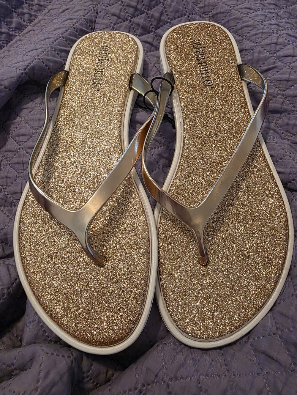 Olivia Miller Gold Glitter Benonia Flip Flop Sandels